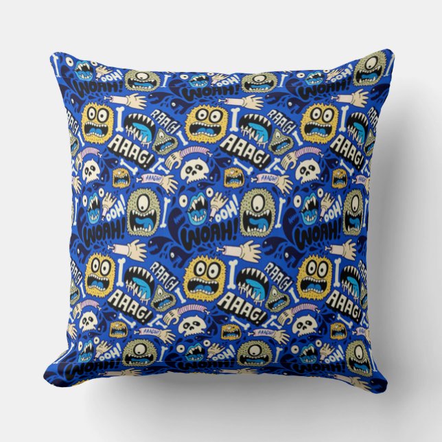 Fun Halloween Monster Pattern Cushion (Front)