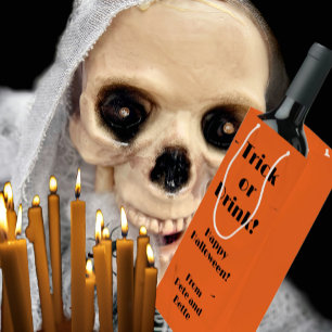 Fun Halloween Night Personalised Trick or Drink! Wine Gift Bag