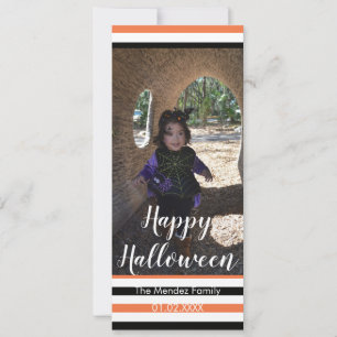 Fun Halloween Orange Black Photo Card