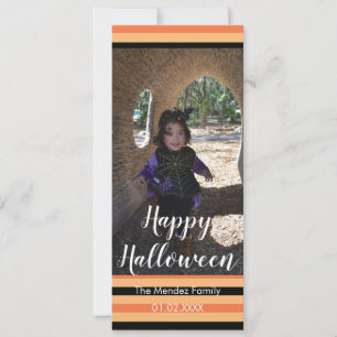 Fun Halloween Orange Black Photo Card