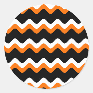 Fun Halloween Orange, Black & White Pattern Classic Round Sticker