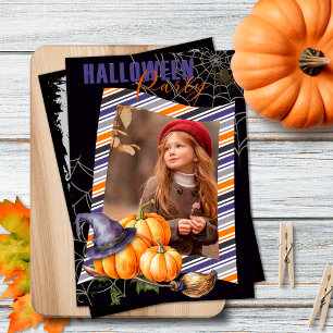 Fun Halloween Party Black Invitation with Photo