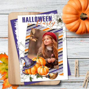 Fun Halloween Party White Invitation with Photo