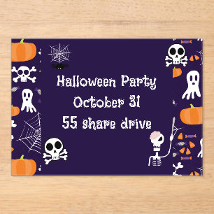 Fun Halloween Pattern Acrylic Invitations