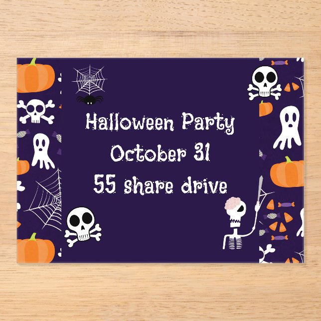 Fun Halloween Pattern Acrylic Invitations (Front)