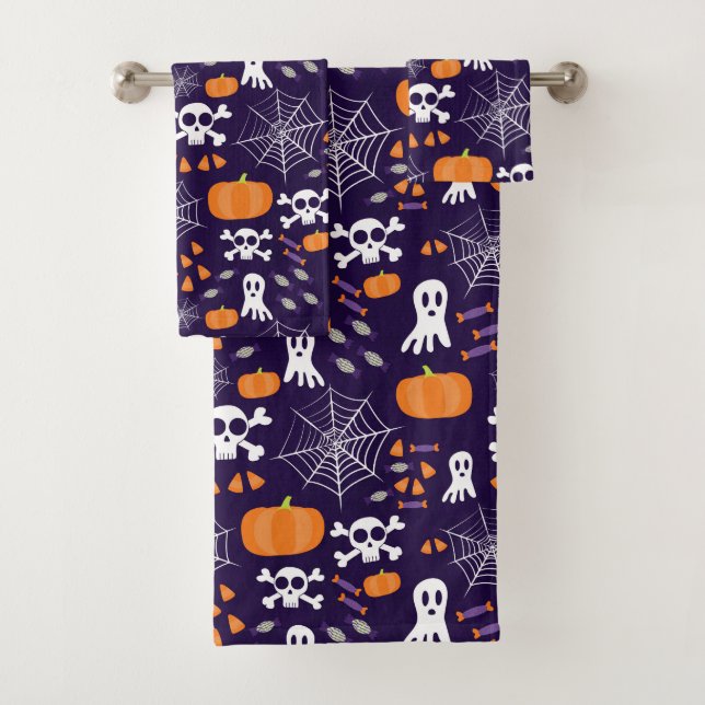 Fun Halloween Pattern Bath Towel Set (Insitu)