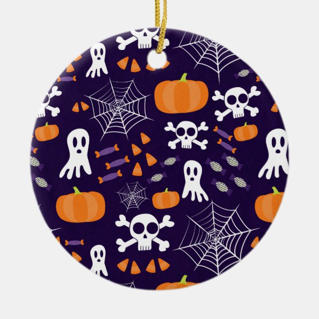 Fun Halloween Pattern Ceramic Ornament (Front)
