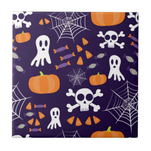 Fun Halloween Pattern Ceramic Tile