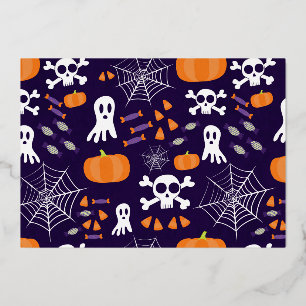 Fun Halloween Pattern Foil Holiday Card