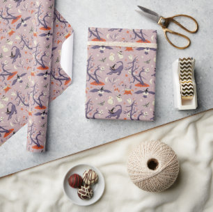 Fun Halloween Pattern Forest Spirits Wrapping Paper