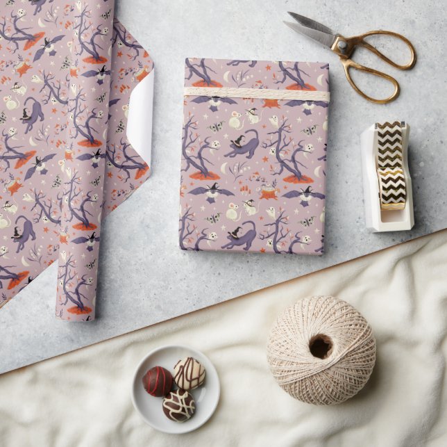 Fun Halloween Pattern Forest Spirits Wrapping Paper (Crafts)