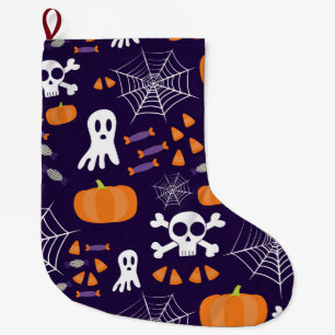 Fun Halloween Pattern Large Christmas Stocking