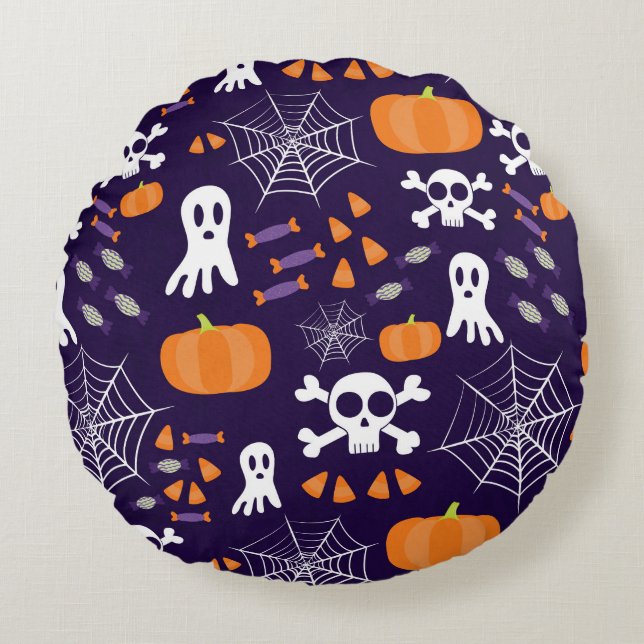 Fun Halloween Pattern Round Cushion (Front)