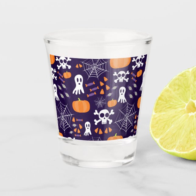 Fun Halloween Pattern Shot Glass (Front)