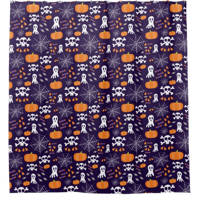 Fun Halloween Pattern Shower Curtain (Front)
