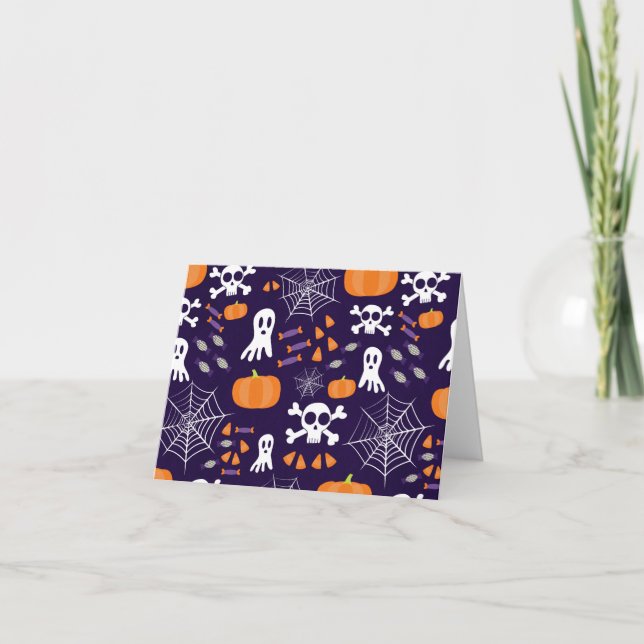 Fun Halloween Pattern Thank You Card (Front)