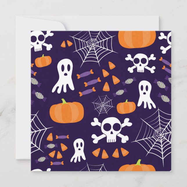 Fun Halloween Pattern Thank You Card (Front)