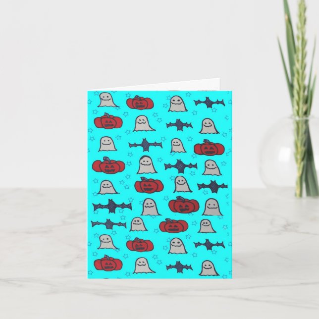 Fun Halloween Print on Blue  Card (Front)