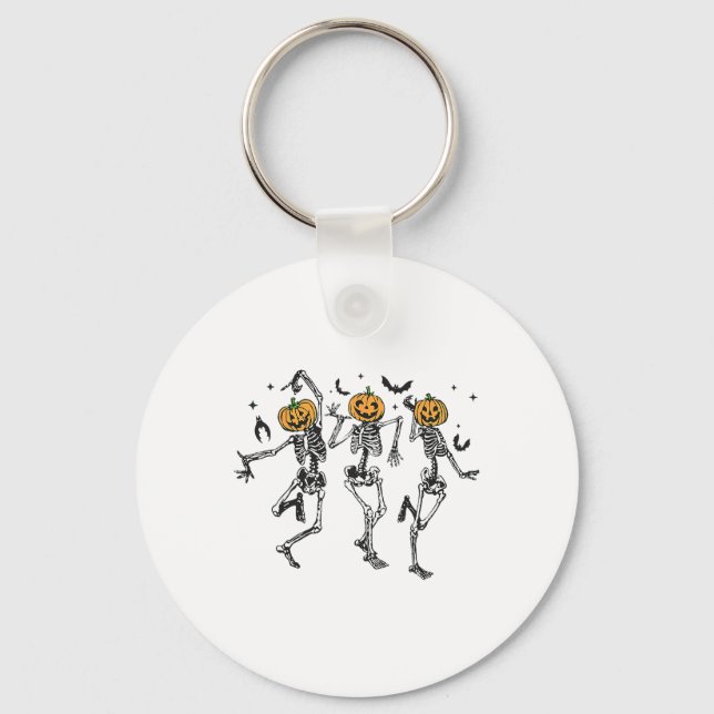 Fun Halloween Pumpkin Dancing Skeleton Costume Wom Key Ring (Front)
