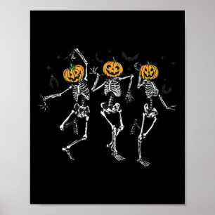 Fun Halloween Pumpkin Dancing Skeleton Costume Wom Poster