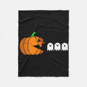 Fun Halloween Pumpkin Eating Ghost Fleece Blanket