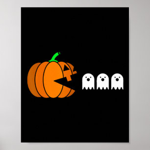 Fun Halloween Pumpkin Eating Ghost Poster