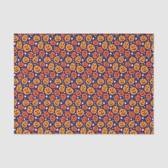 Fun Halloween Pumpkin Patterned Tissue Paper (Front)
