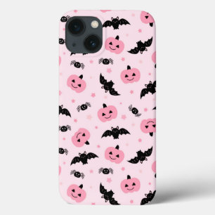 Fun Halloween Pumpkins and Bat Pattern iPhone 13 Case
