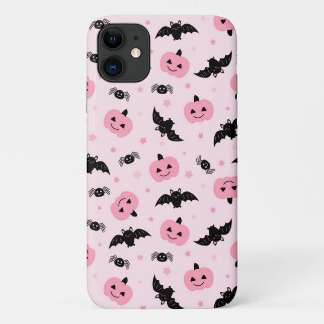 Fun Halloween Pumpkins and Bat Pattern  Case-Mate iPhone Case (Back)