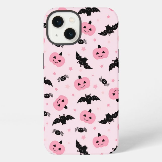 Fun Halloween Pumpkins and Bat Pattern  iPhone Case (Back)