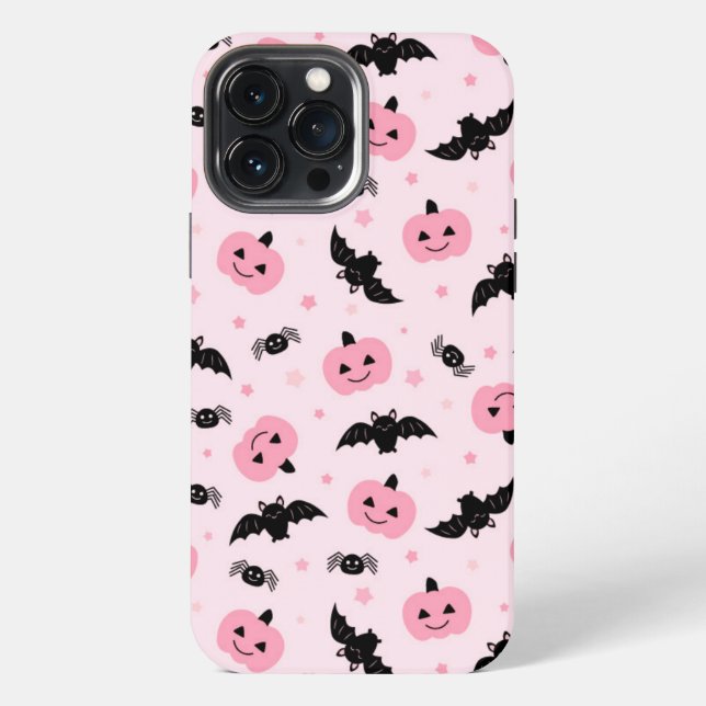 Fun Halloween Pumpkins and Bat Pattern  iPhone Case (Back)