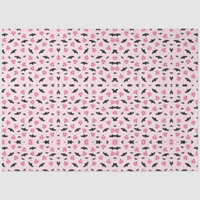 Fun Halloween Pumpkins and Bat Pattern  Tissue Paper (Front)