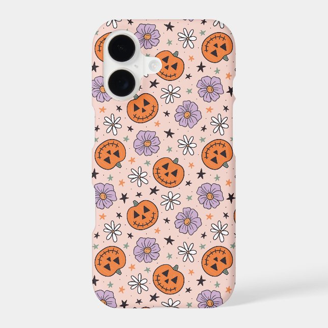 Fun Halloween Pumpkins and Flowers Pattern Samsung Galaxy S21 Case (Back)