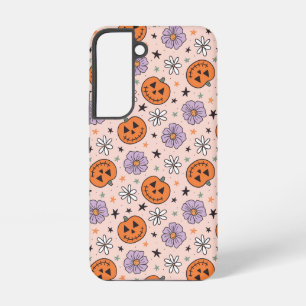 Fun Halloween Pumpkins and Flowers Pattern Samsung Galaxy Case