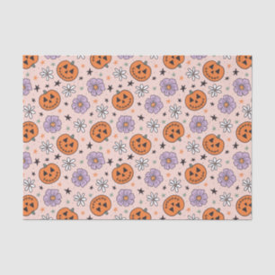 Fun Halloween Pumpkins and Flowers Pattern Tissue Paper