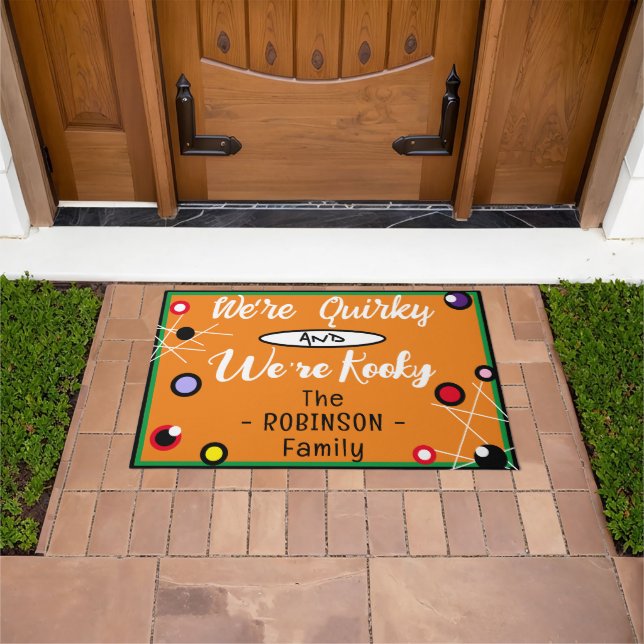 Fun Halloween Quirky Orange Black Red Doormat (Outdoor)