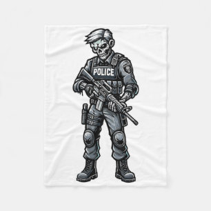 Fun Halloween Tactical Zombie Creepy Police Office Fleece Blanket