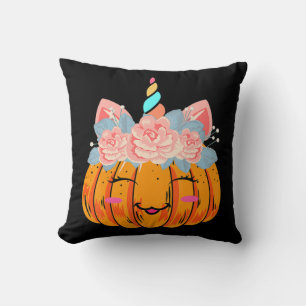 Fun Halloween Thanksgiving Cute Unicorn Pumpkin Co Cushion