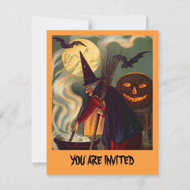 FUN HALLOWEEN WITCH INVITATION ~ EZ TO CUSTOMIZE! (Front)