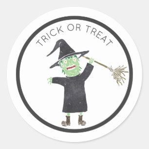 Fun Halloween Witch Trick-or-Treat Sticker