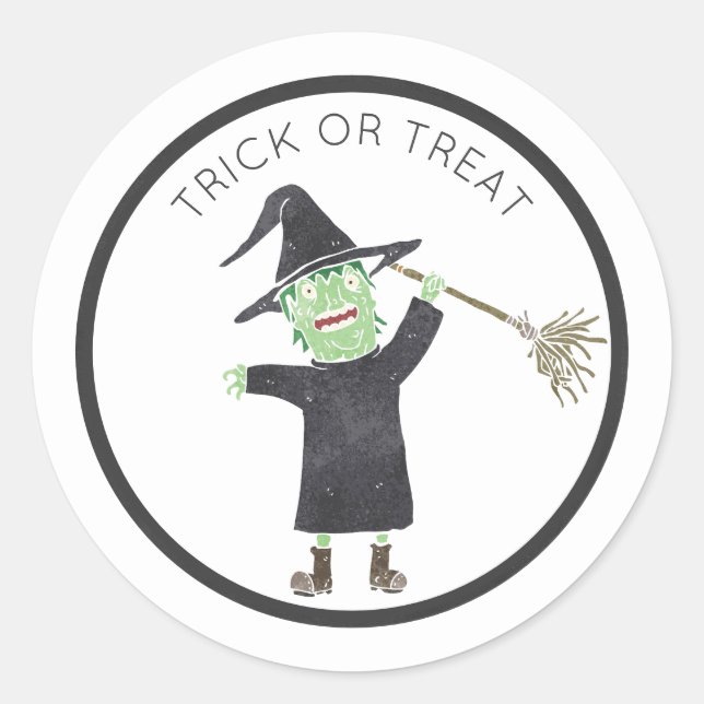 Fun Halloween Witch Trick-or-Treat Sticker (Front)