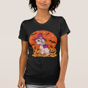 Fun Halloween Witchy Unicorn Cute Witch Pumpkin Fo T-Shirt