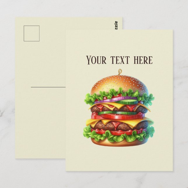 Fun Hamburger add message business name  Postcard (Front/Back)