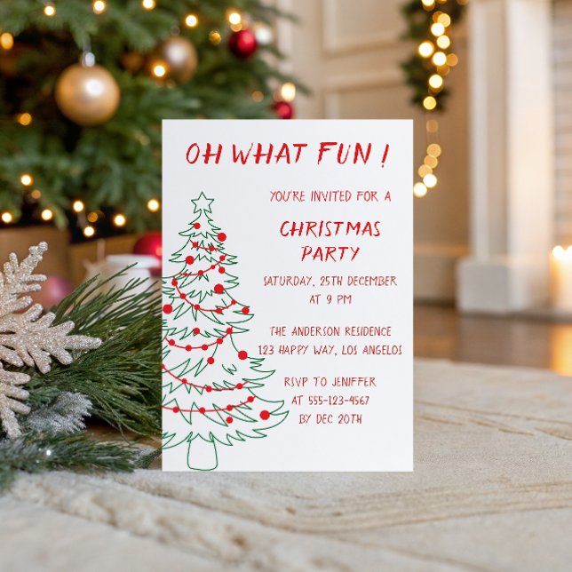 Fun Hand Drawn Christmas Party Invitation (Creator Uploaded)