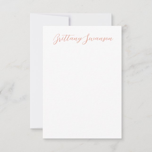 Fun Hand-written style Name in Pink Peach Card (Front)