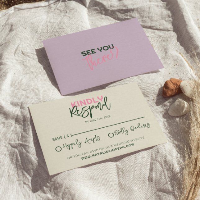 Fun Handwritten Whimsical Funky Unique Wedding RSVP Card (Creator Uploaded)