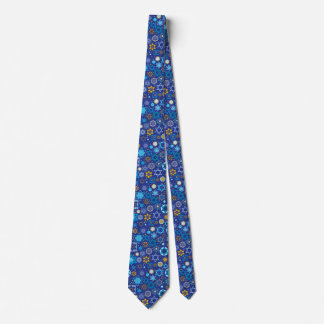 Fun Hanukkah Blue Tie Colourful Stars of David