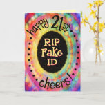 Fun Happy 21st Birthday RIP Fake ID Funny  Card<br><div class="desc">This funny popular Inspirivity birthday card will stand out with it’s bright colours and artistic design. Brighten their day with this cheerful 21st birthday card. Time to celebrate the milestone birthday guy or girl in your life. No more fake ID’s needed, time to party!. Originally a drawing for my Inspirivity...</div>