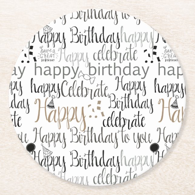 Fun Happy Balloons Birthday Round Paper Coaster (Front)