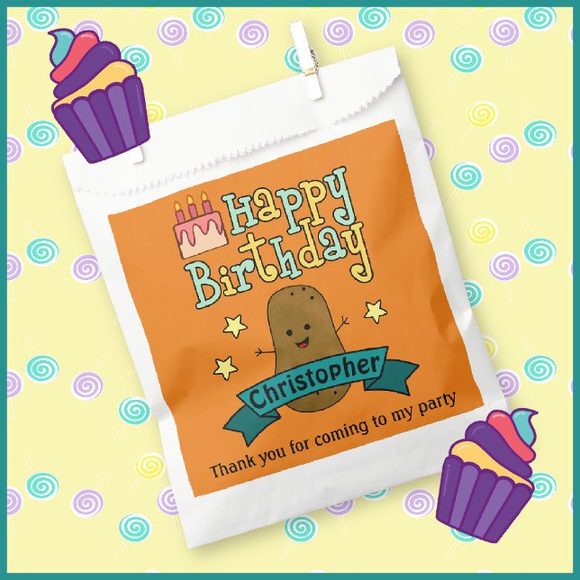 Fun Happy Birthday Potato Personalised Favour Bag (Creator Uploaded)